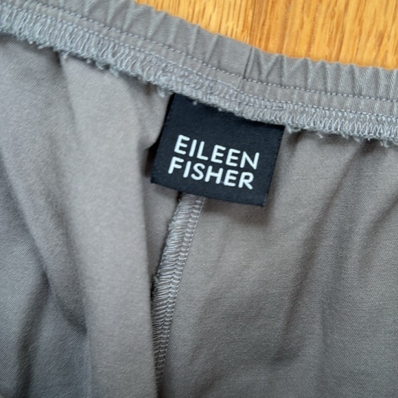 Eileen Fisher Cotton Stretch Ankle Pants Olive Green Medium Zip Elastic Waist - Picture 3 of 6